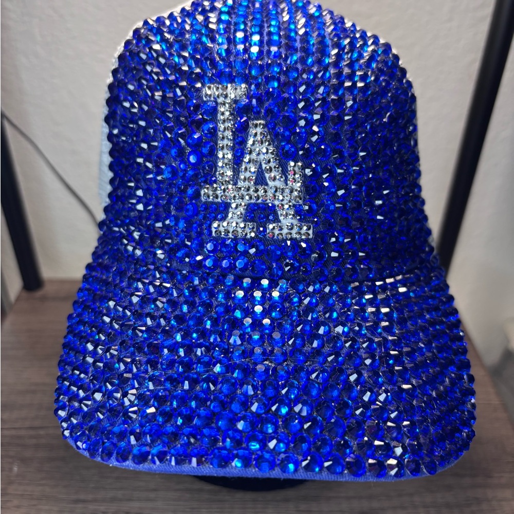Blue Rhinestone Embellished Cap